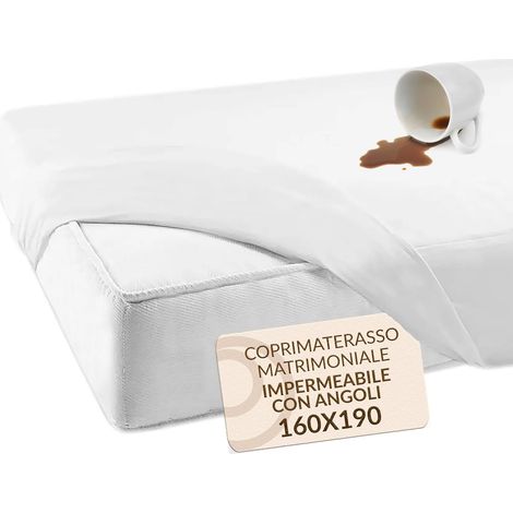 Protège-matelas double imperméable Ciré Lit double anti-acariens 160 x 190 cm (1/5)