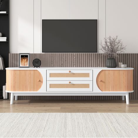 TV Schrank Aufbewahrung 170 cm Weiß Holz HAVRYA (1/5)