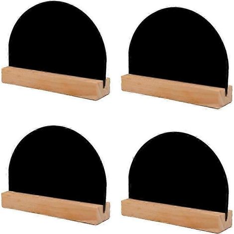4x Mini tableau noir double face amovible en bois, demi-rond, avec base (1/5)