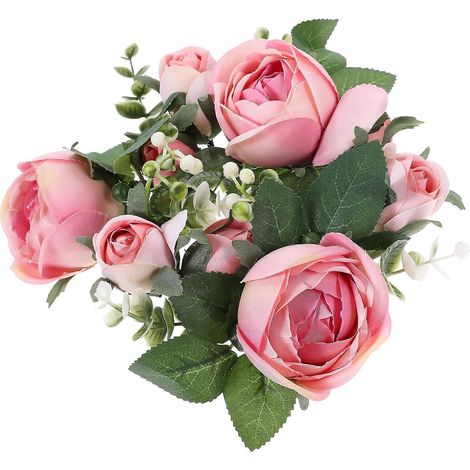 Couronnes de bougies florales pour décoration de fête, roses artificielles roses, lot de 5 (1/5)