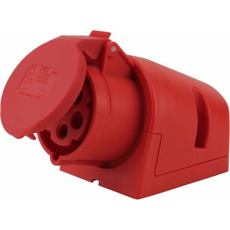 PCE CEE-Wandsteckdose 5-polig 16A rot Adapterstecker (1/3)