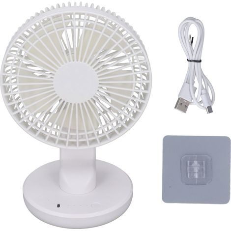 Petit ventilateur de bureau rechargeable par USB, vitesse de ventilation réglable, orientable à 30°, silencieux, 1200 mAh, idéal pour les étudiants. (1/5)