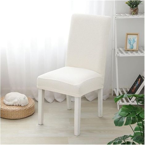 Lot de 4 housses de chaise extensibles pour banquet, cuisine, restaurant - Blanc (1/5)