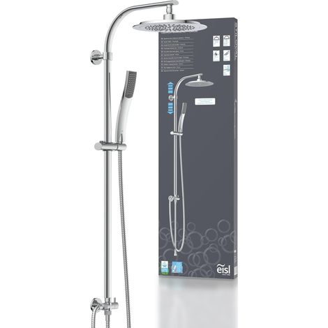 EISL Duschsystem ohne Thermostat Dusche Regendusche Edelstahl Brausestange Höhenverstellbar Kopfbrause rund mit Handbrause Dichtung zum Wasser sparen DXSTIOVCS-PR (1/5)