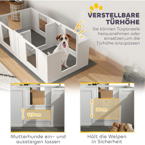 Caisse de transport pour chiots avec parois transparentes, modèle à deux compartiments, idéale pour petits chiens (1/4)