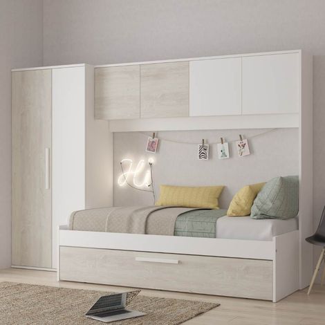 Cameretta a ponte con letto estraibile bianco e bianco consumato 6006 reversibile (1/6)