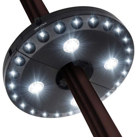 Lampe de parasol de terrasse, 28 LED avec 3 modes d'éclairage sans fil, éclairage pour parasols de terrasse, tentes de camping pour l'extérieur (blanc)