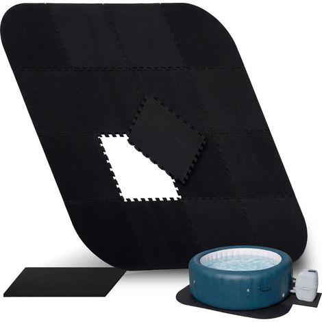 Tapis de protection pour fond de piscine – Lot de 17 pièces en EVA (éthylène-acétate de vinyle), forme carrée, dimensions par pièce : 120 × 216 × 216 cm, noir, résistant à l’eau et aux UV (1/5)