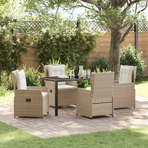 vidaXL Garten Essgruppe 5 pcs Beige und Hellgrau Poly-Rattan (1/5)