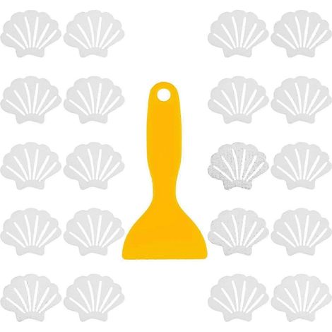 Lot de 20 autocollants antidérapants de sécurité en forme de coquillage avec raclette de qualité supérieure, autocollants texturés non abrasifs pour salle de bain, douche et escaliers (1/5)