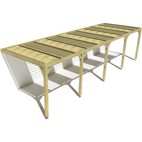 Pergola bois • 10m x 3m • adossée • sens profondeur • lames orientables bioclimatiques incluses • livraison comprise (1/3)