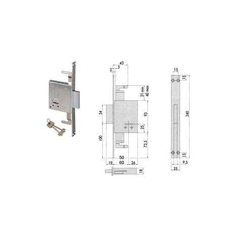 SERRATURA TRIPLICE DA INFILARE DOPPIA MAPPA 57226  mm.50 (57226500)    CISA