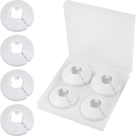 Lot de 4 Cache-tuyau,Plastique PP,Diamètre 20 mm,Finition mate,Blanc,Pour plomberie et robinetterie (1/5)