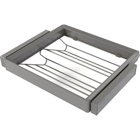 Emuca Kit cassetto portascarpe e telaio regolabile Quartz per armadi, chiusura ammortizzata e estrazione totale,, modulo 60 cm, finitura Titanio (1/5)