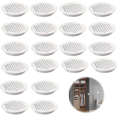 Grille D'aération Trou Inox Blanc Ronde 20 Pièces Grille Ventilation pour Cuisine Armoire Meubles 35mm Grille Aeration Pour Armoires, Bibliothèques, Penderies, Armoires à Chaussures, Caves à Vin(35mm) (1/5)