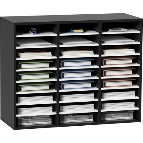 Organisation Optimale Meuble à Courrier en Bois MDF Casier Trieur 27 Compartiments 80x30,5x63 cm pour Bureau et École (1/5)