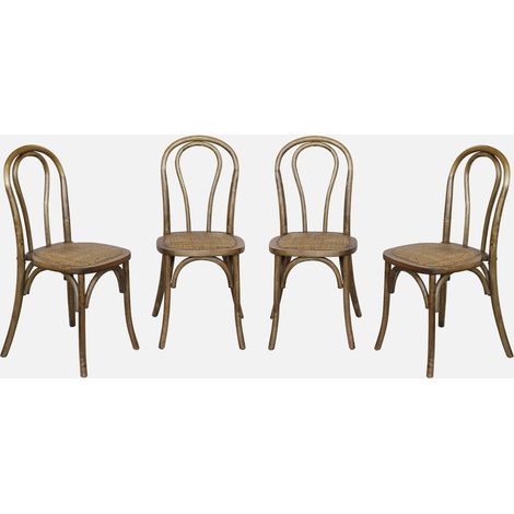 Set 4 sedie vintage in legno e rattan (1/5)