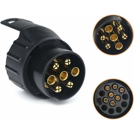 7/13 Adaptateur Prise Remorque 7 vers 13 Broches Connecteur Fiche Attelage 7 Pole a 13 Pin pour Remorque de Voiture, Tracteur, Caravane, Porte-vlo-Crezuo (1/4)