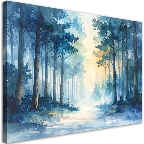 Cuadro en Lienzo, Bosque brumoso Paisaje natural pastel estilo escandinavo, 30x20 (1/5)