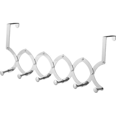 Crochets de porte en acier inoxydable, support mural pour porte-manteaux, serviettes, organiseur de salle de bain, porte-serviettes télescopique, 6 crochets (1/5)