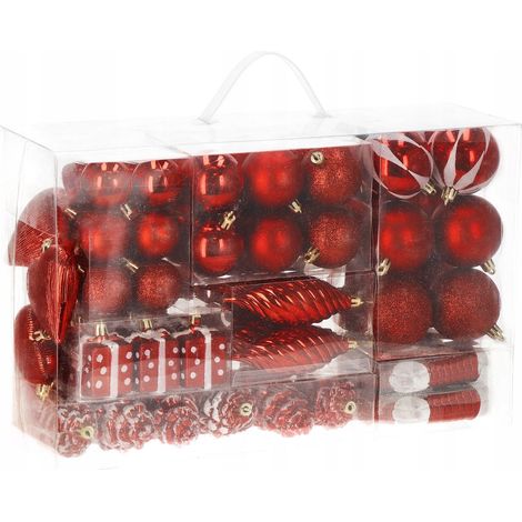 CONJUNTO DE BOLAS DE NAVIDAD 72 PIEZAS ROJO PATRONES (1/5)