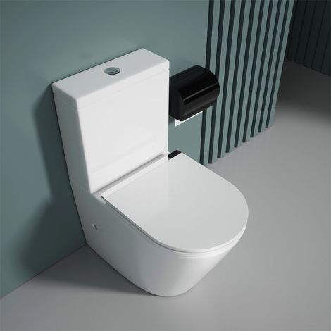 Durovin Bathrooms Close Coupled Toilet With Soft Close Seat And Cistern - Rimless Technology