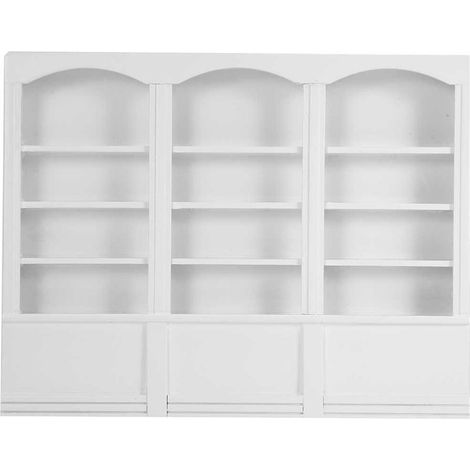 Accessoires pour maison de poupée à l'échelle 1:12 : mini-bibliothèque, vitrine, meuble, jouet blanc (1/5)