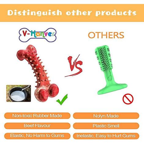 1 Pice Jouet Pour Chien, Os Chien Macher Brosse A Dent, Rsistant La Morsure Bton De Nettoyage Des Dents En Caoutchouc Pour Moyens Et Grands Chie (1/4)