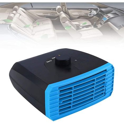 Car Flat Heater, Electric Fan Defroster, Cigarette Lighter Plug with 3.9 ft / 1.2 m Cord for Car, Truck, Van (Size: Blue 12V) (1/5)