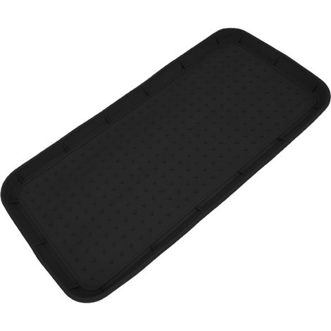 Plateau à chaussures en silicone avec bord antidérapant, durable, pour ranger les bottes, idéal pour l'entrée, usage intérieur et extérieur. Noir. (1/5)