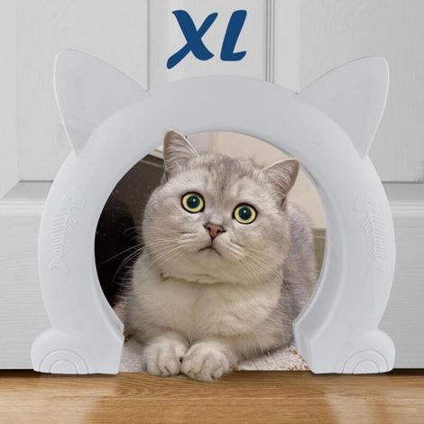 [NIEMALS VERWENDET] Große Katzenklappe für den Innenbereich, XL-Katzenklappe für den Innenbereich, Katzenklappen für Katzen, Kätzchen und kleine Hunde (weiß)
