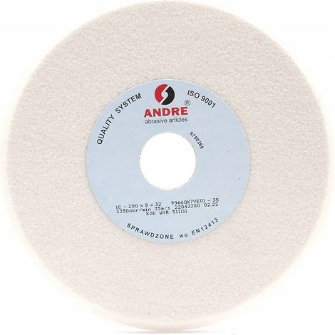 Disco abrasivo perfilado Andre de 200 mm x 8 mm x 32 mm, 99A60K7VE01-35, blanco, "TIPO 1C"