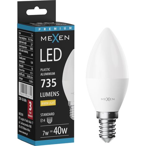 Mexen Nova Bombilla LED E14, C37, 7W, C谩lida - 3000K, 735 lm - L102-E14-0730-01 (1/5)