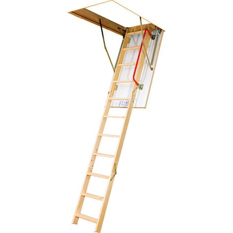Matisère – Échelle télescopique escamotable en bois – Trémie 70 x 100cm – Hauteur 2.50 à 2.80m – Marches antidérapantes – LWK701002
