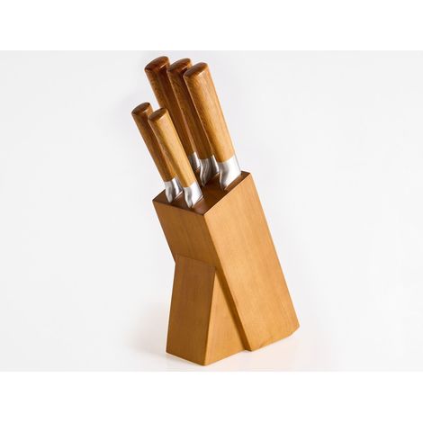 Set di 5 coltelli in acciaio inossidabile durezza 54 HRC marrone Tochigi