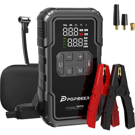 Avviatore di emergenza per auto, potenza 4000A, compressore d'aria da 160PSI, con custodia in EVA (1/2)