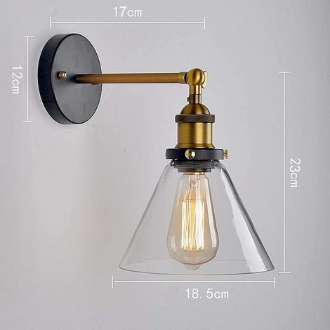 MINKUROW Applique Da Parete In Vetro Industriale Vintage Retrò E27 Illuminazione Da Parete Fai-Da-Te Per Cucina Sala Da Pranzo Soggiorno Camera Dei Bambini Ristorante [Classe Di Efficienza Energetica  (1/5)