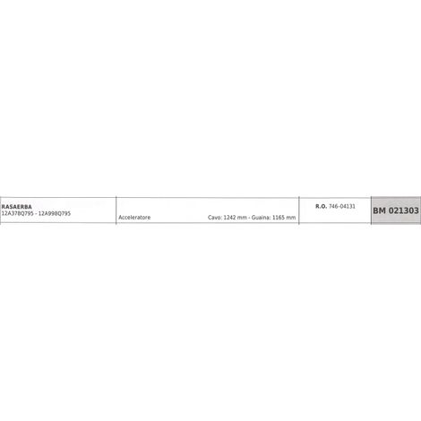 MTD cortacésped acelerador cable 12A378Q795 - 12A998Q795 cable 1242mm vaina 1165mm