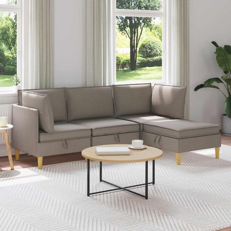 vidaXL Modular Sofa Set mit Stauraum 4 pcs Taupe Stoff (1/5)