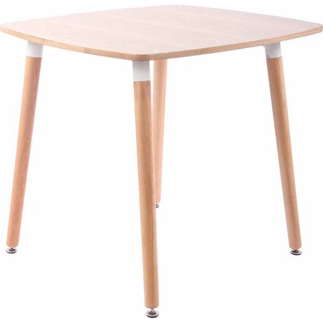 CLP – Table de salle à manger carrée 80x80 cm – MDF solide avec châssis en hêtre – Hauteur 75 cm – Protection de sol réglable (1/10)