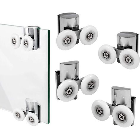 4er-Set Double-Duschtürrollen mit 23-mm-Rollen for Schiebeduschtüren (1/4)