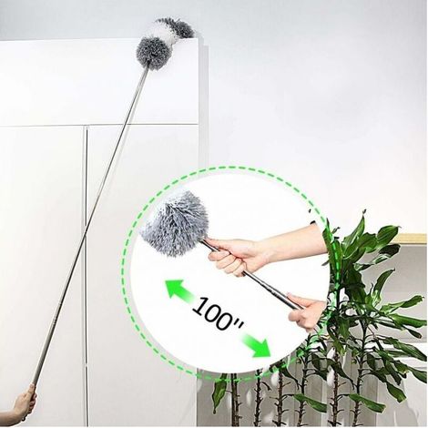 250cm Plumeau Télescopique. Plumeau Toile D'araignée Poussière. Tete de Loup Tête Pliable Lavable (1/5)