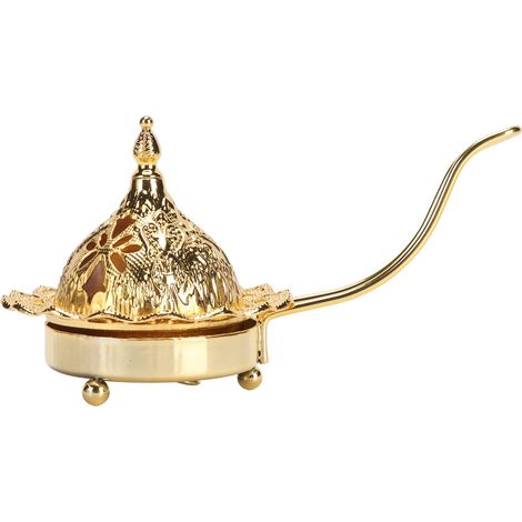 Brûleur d'encens en métal doré, porte-encens vintage portatif, idéal pour chambre, fenêtre, salon, bureau ou bureau. (1/5)