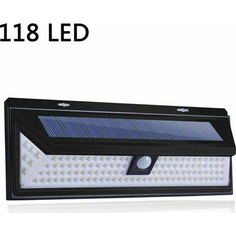 Applique solaire 118 LED – Éclairage 1000 lumens avec capteur de mouvement PIR – Étanche IP65 pour installation extérieure (1/5)