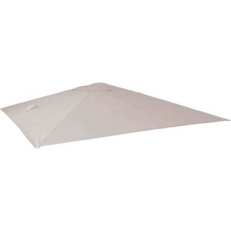 Ersatz-Bezug für Luxus-Ampelschirm HHG-436, Sonnenschirmbezug Ersatzbezug, 3x3m (Ø4,24m) Polyester 2,7kg creme-grau