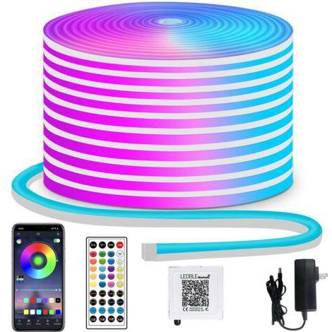 Bande Led Néon Rgb, 30 M - 2400 Led, Contrôle Par Application/Télécommande, Ip65