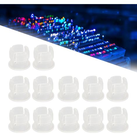 200 pièces supports LED 5mm à clip plat blanc pour montage de diodes lumineuses en plastique (1/5)