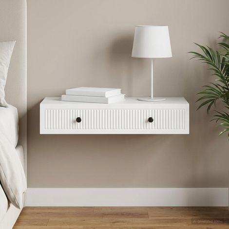 vidaXL Table d'appoint murale Blanc 87,5 x 34,5 x 17 cm