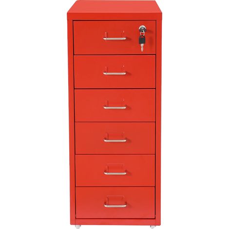 Archivador con cerradura, construcción robusta, color rojo. (1/2)