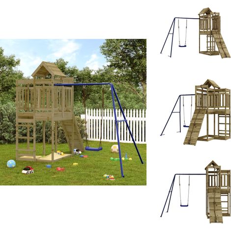 Spielturm Imprägniertes Kiefernholz - Holzspielgeräte - Spielturm - Kletterturm - Gartenmöbel - Gartengeräte